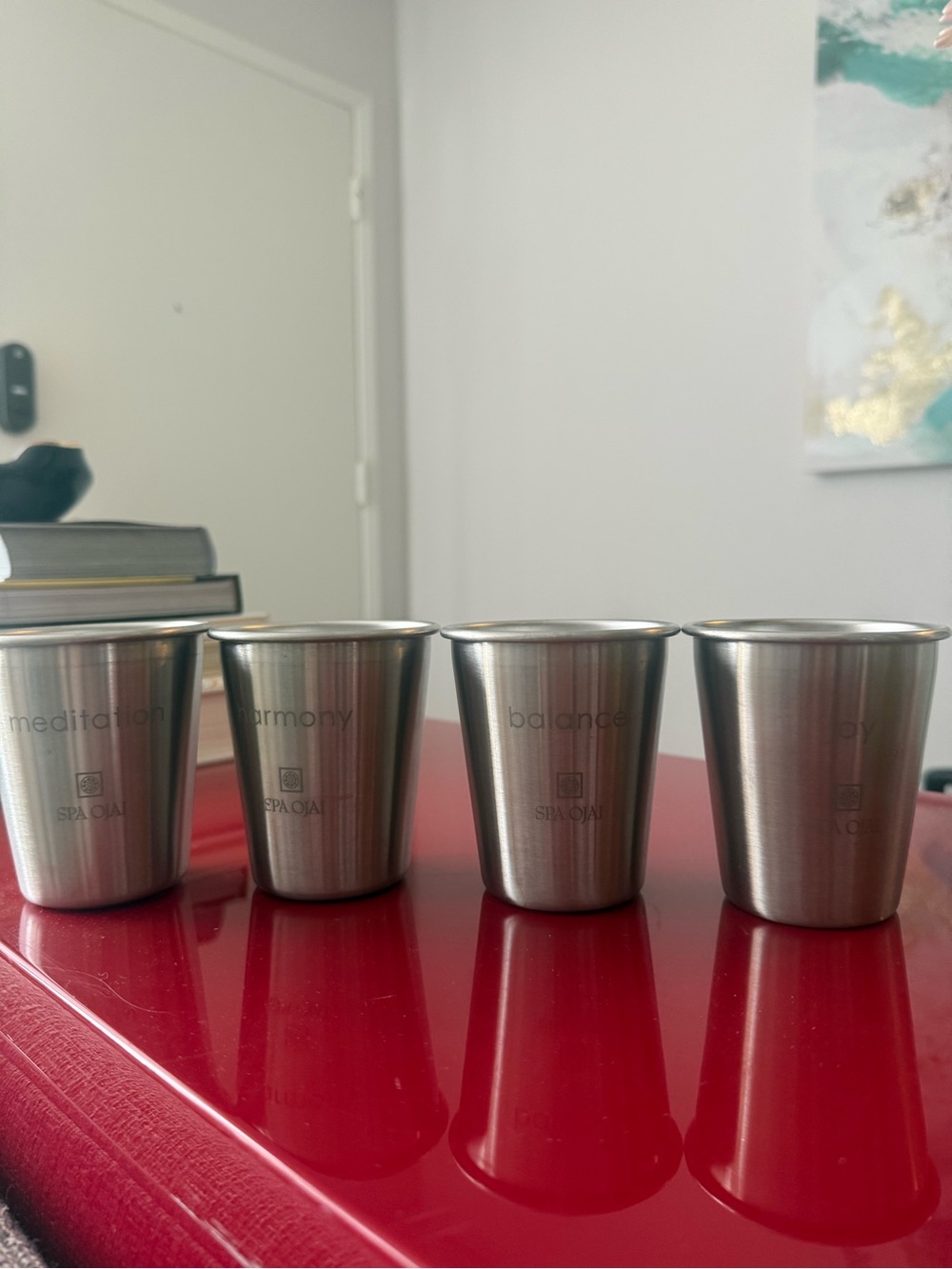 Set of 4 Spa Ojai Ojai Valley Inn Klean Kanteen Stainless Steel Cups 10 oz